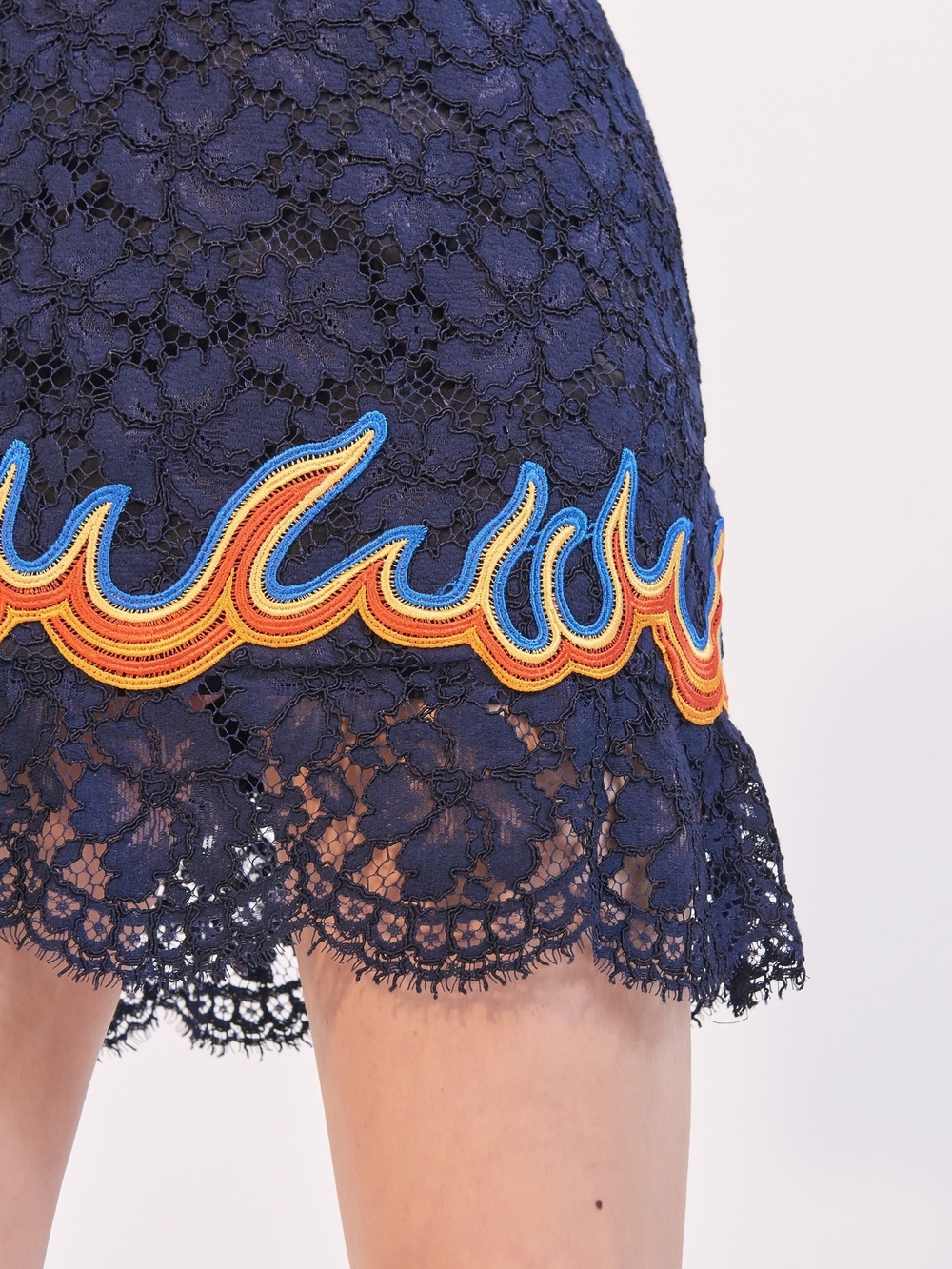 Sandro Navy Flame Lace Skirt 3